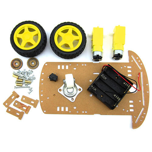 Robot Chassis (2 Gear Motors + 2 Wheels + Caster Wheel) Random color Chassis