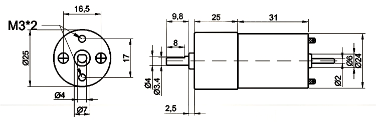 JGA25-370 DC Gearmotor 126 RPM with Encoder 12V - Image 5