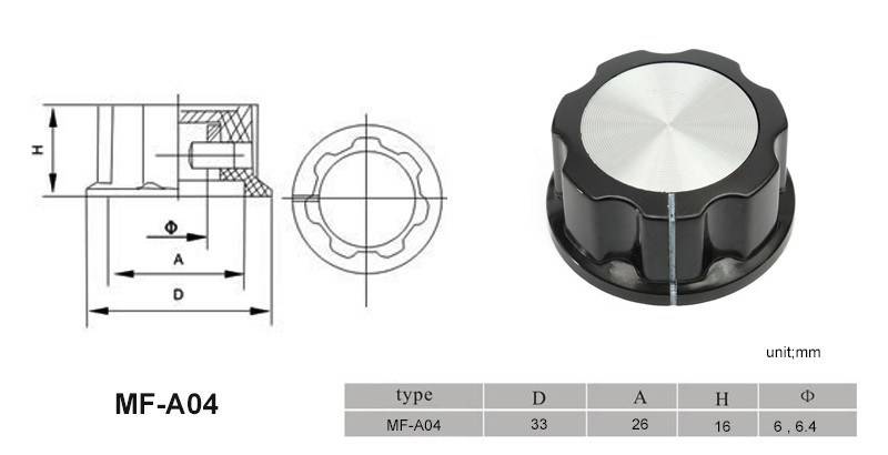 MF-A04 Bakelite Potentiometer Amplifier Knob Cap Cover Black - Image 2