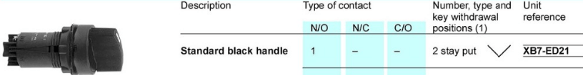 XB7-ED21 NO Telemecanique black handle Selector Switch - Image 2