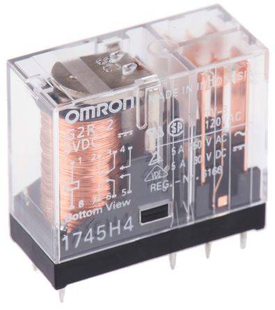 Omron DPDT Non-Latching Relay PCB Mount 12V dc Coil 5A