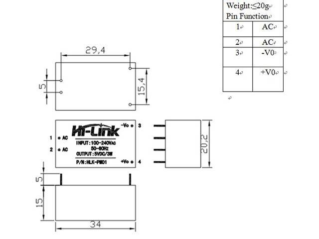 Hi Link AC-DC Module 220Vac to 12Vdc "HLK-PM12" - Image 3