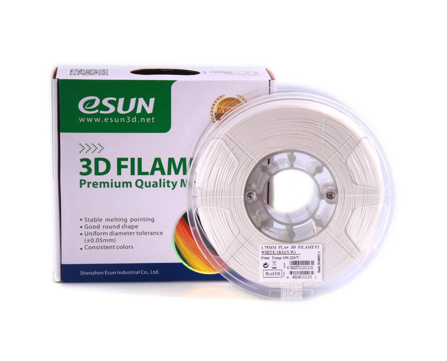 3D Printer Filament PLA+ eSUN 1.75mm 1Kg White