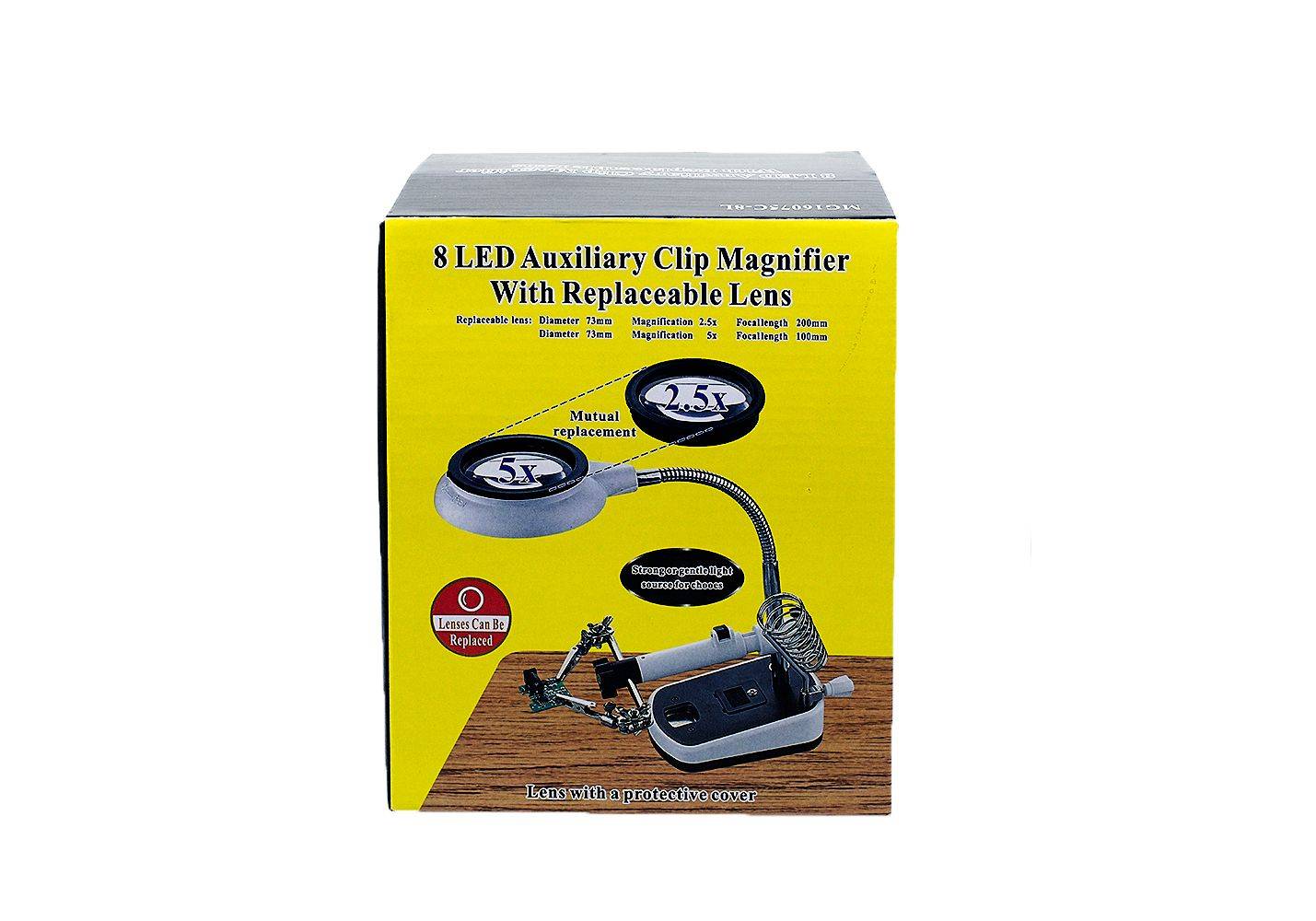 MG16075C-8L 8 LED Auxiliary Clip Magnifier Soldering Stand With Replaceable Lens - Image 3