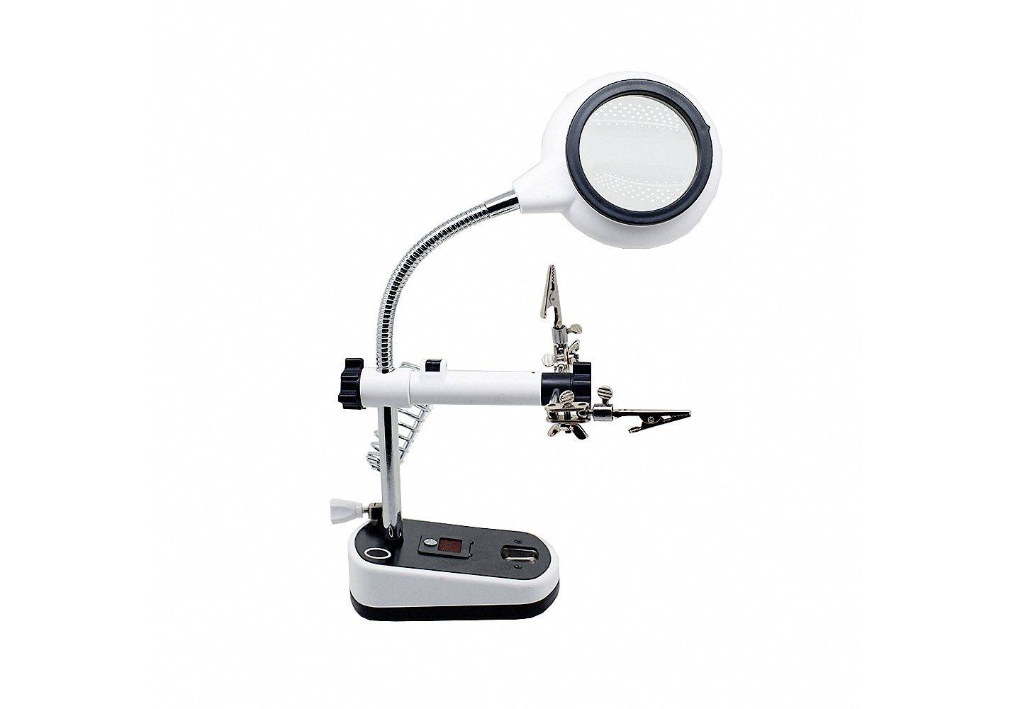 MG16075C-8L 8 LED Auxiliary Clip Magnifier Soldering Stand With Replaceable Lens - Image 4