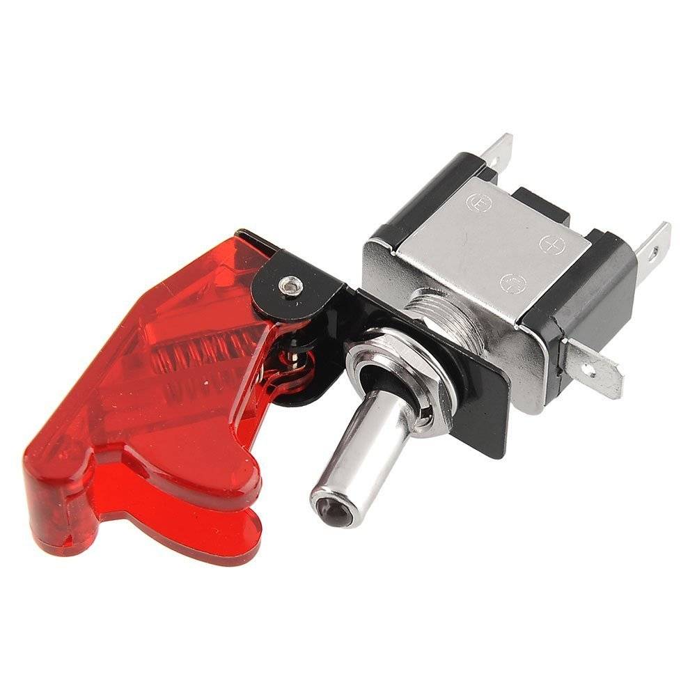 12V 20A LED Toggle Missile Switch with Transparent Red Cover - Image 5
