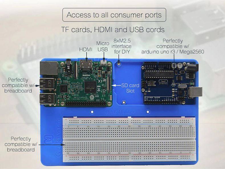 5 in 1 RAB Holder Breadboard ABS Base For Raspberry Pi Arduino UNO R3 Mega 2560 - Image 5