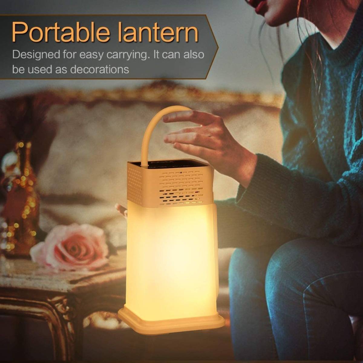 LED Desk Lamp - 2 in 1 Table Lamp with Portable Bluetooth Speaker, Night Lamp Warm Light Adjustable Brightness, MP3 Player, Hands Free for Indoor and Party Lighting J18 - Baby Blue - Image 3