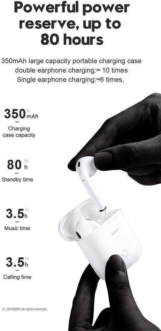 Joyroom JR-T03S TWS Sense POP UP Touch Control Bluetooth Earphones with Wireless Charging Box - White - Image 4