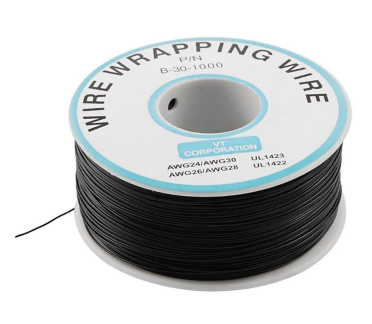 1M Black Insulation Wrapping Wire (P/N B-30-1000) 30AWG