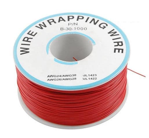1M Red Insulation Wrapping Wire (P/N B-30-1000) 30AWG