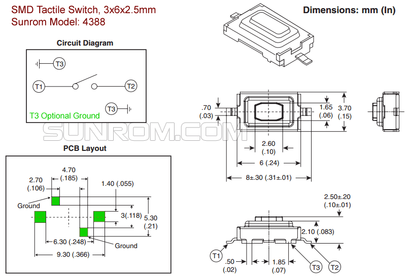SMD Tactile Switch 3x6x2.5mm - Image 2
