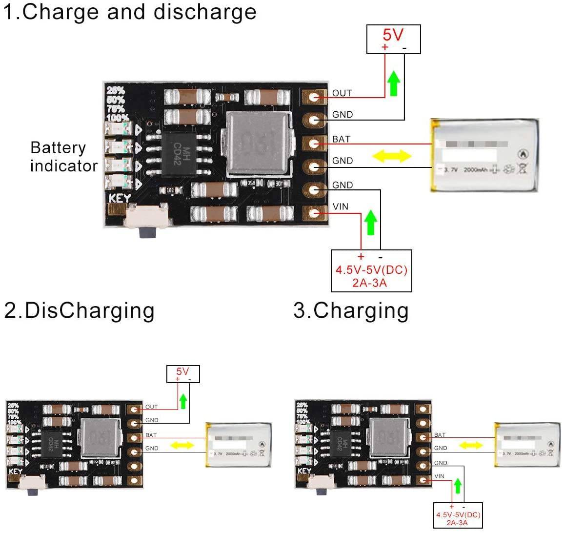 Lithium Battery Charging Protection Module MH-CD42 2.1A 5V - Image 4