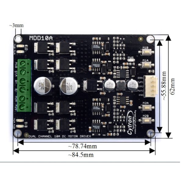 10Amp 5V-30V DC Motor Driver (2 Channels) MDD10A - Image 3