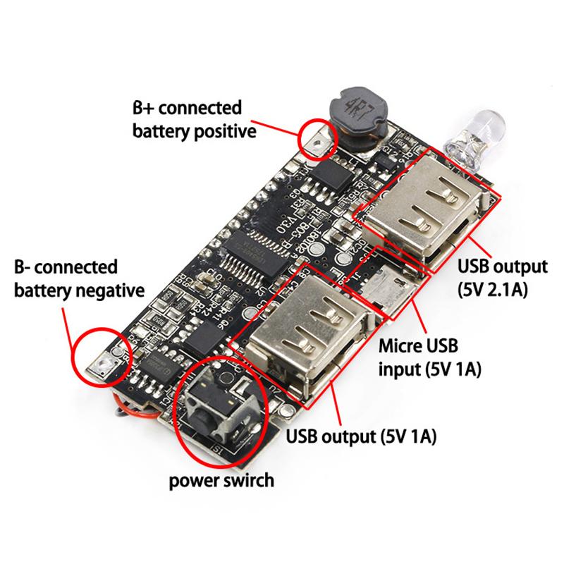 LCD Dual USB 5V 1A 2.1A Mobile Power Bank Module - Image 4