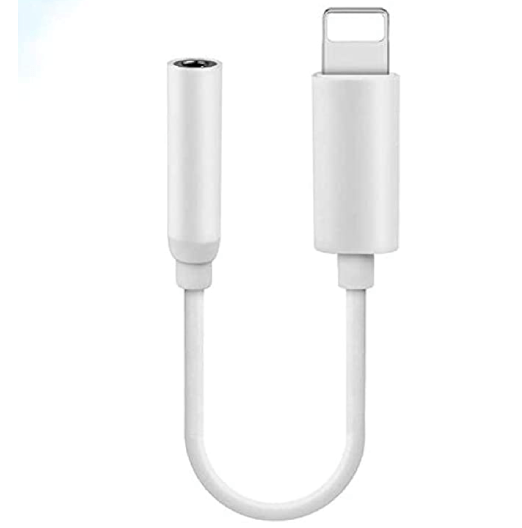 Lighting to Headphone Jack Aux Audio Adapter for iPhone (White)