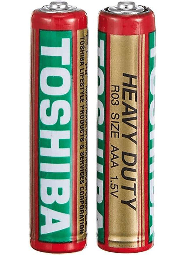 Toshiba R03KG SP-2C Heavy Duty AAA Carbon Zinc Batteries, 1.5 V, 2 Pieces