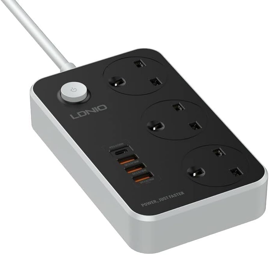 Power Strip Surge Protector with 3 Universal International Socket & Smart 6 USB Charging Ports 3.4A - Image 3