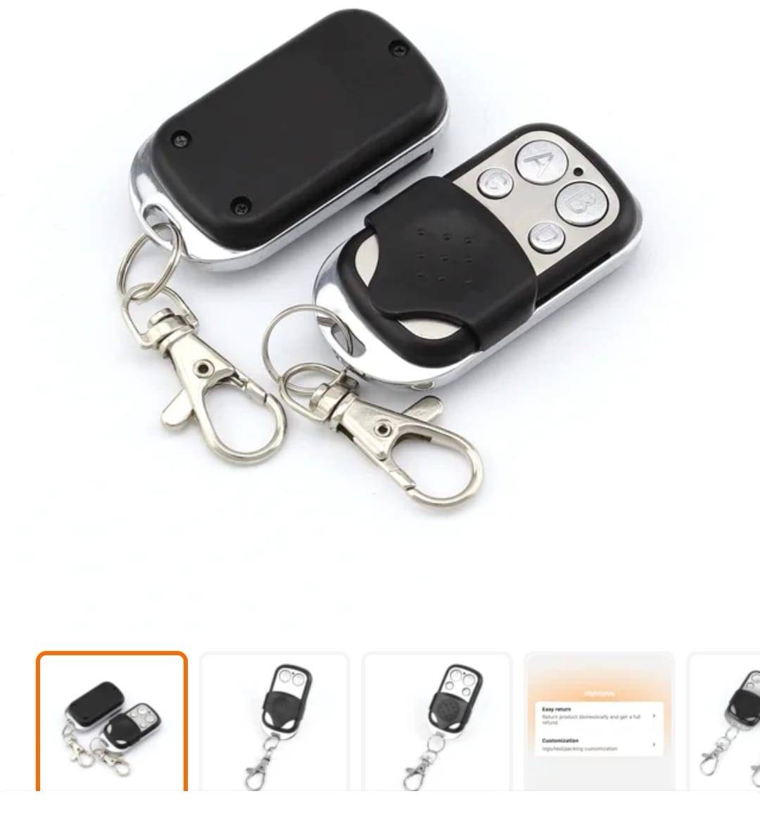 4-Channel Wireless Remote Control FOB - 433MHz EV1527 (60m Range)