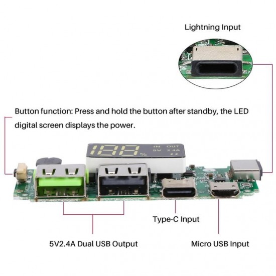 Dual USB 5V 2.4A Power Bank With LED Display 18650 Charger Board - Image 2