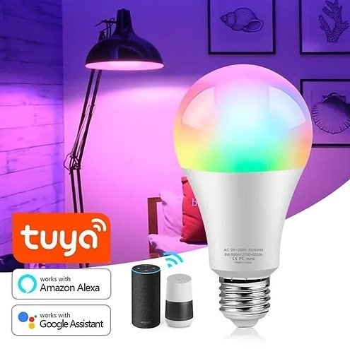 Alexa Wi-Fi Light Bulb - Smart Bulbs That Work with Alexa/Google Assistant 22v AC 9w lamp interface E27 - Image 2