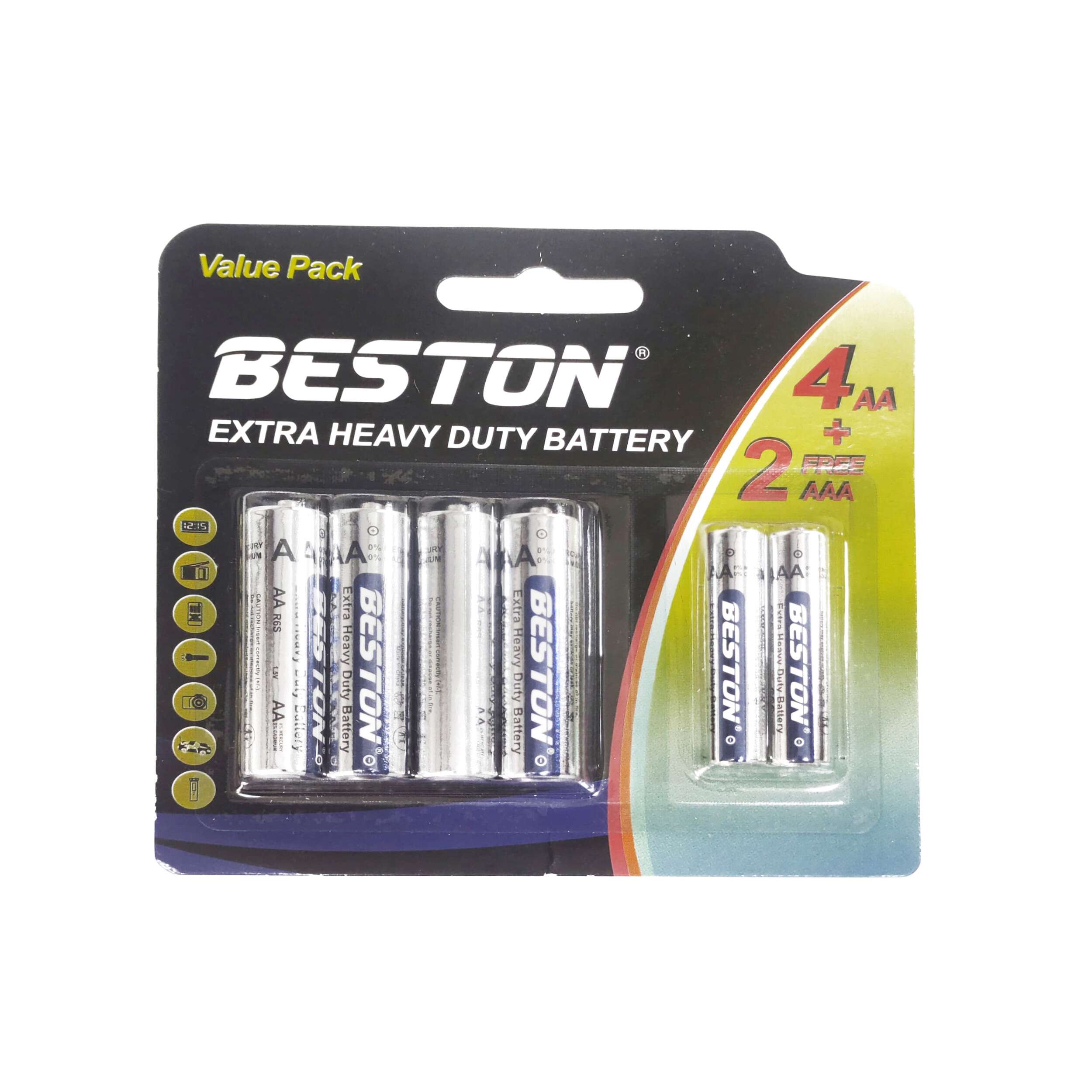 BESTON Battery Value Pack (AA R6S 1.5V 4Pcs+ AAA R03S 1.5V 2Pcs)