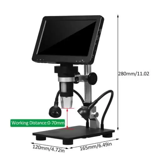 DM9H 7 Inch LCD Digital Microscope 1080P ,1200X Magnification with 16MP Camera, 10 LED Lights and Wireless Remote Control - Image 2