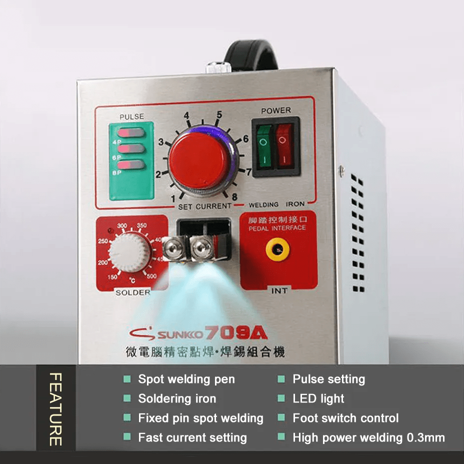 SUNKKO 709A Pulse Spot Welder Machine 3.2KW with Soldering Iron - Image 2