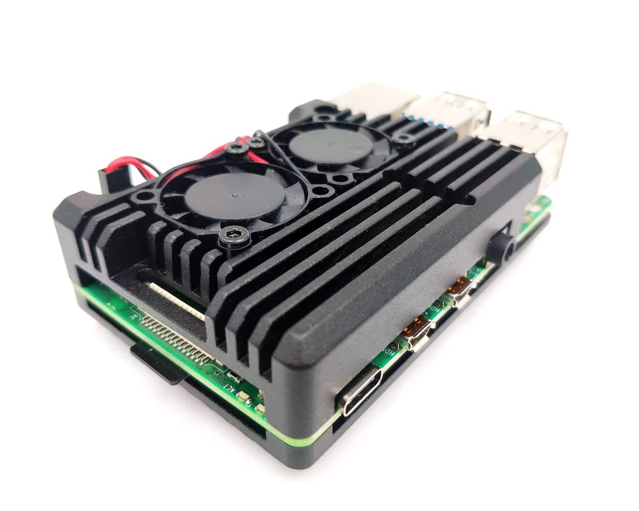 Raspberry Pi4 Model B Aluminum Case Shell Enclosure with w/ Dual Cooling Fan - Image 7