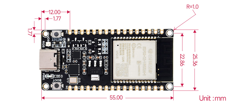 ESP32-C6 WiFi Bluetooth Development Core Board ESP32-C6 WROOMN8 Type-C Kit - Image 6