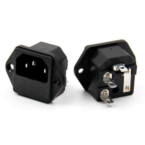 AC Power Socket 3 Pin Male Plug Connector 10A 250V With Fuse Compartment - Image 2