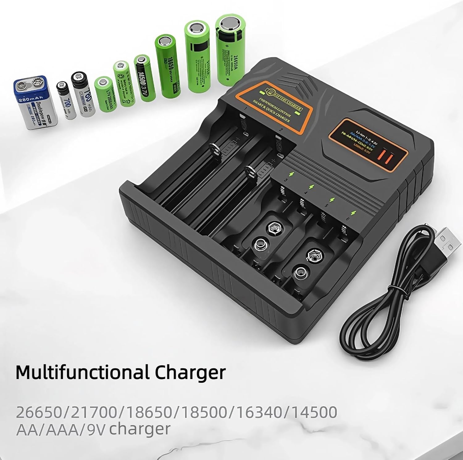 18650 Battery Charger, Smart Multi-Function Battery Charger,Universal 3.7V Li-ion,1.2V Ni-MH/Ni-Cd Batteries - Image 6