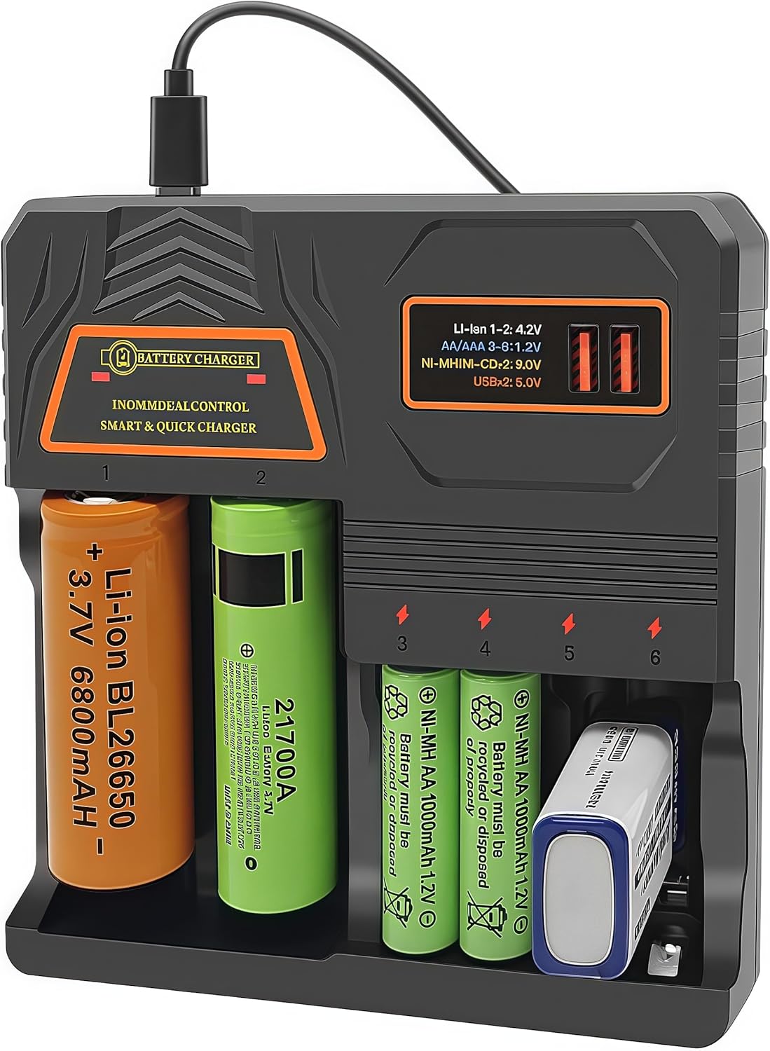 18650 Battery Charger, Smart Multi-Function Battery Charger,Universal 3.7V Li-ion,1.2V Ni-MH/Ni-Cd Batteries - Image 9