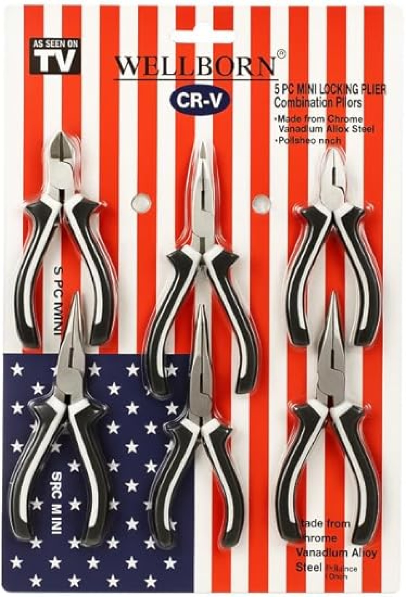 black Handle 5pcs Mini Locking Pliers Set – High-Precision Carbon Steel for Daily Use