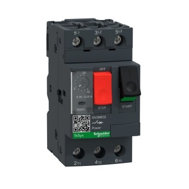 Schneider GV2ME02 | Motor circuit breaker, TeSys GV2, 3P, 0.16-0.25 A, thermal magnetic, screw clamp terminals