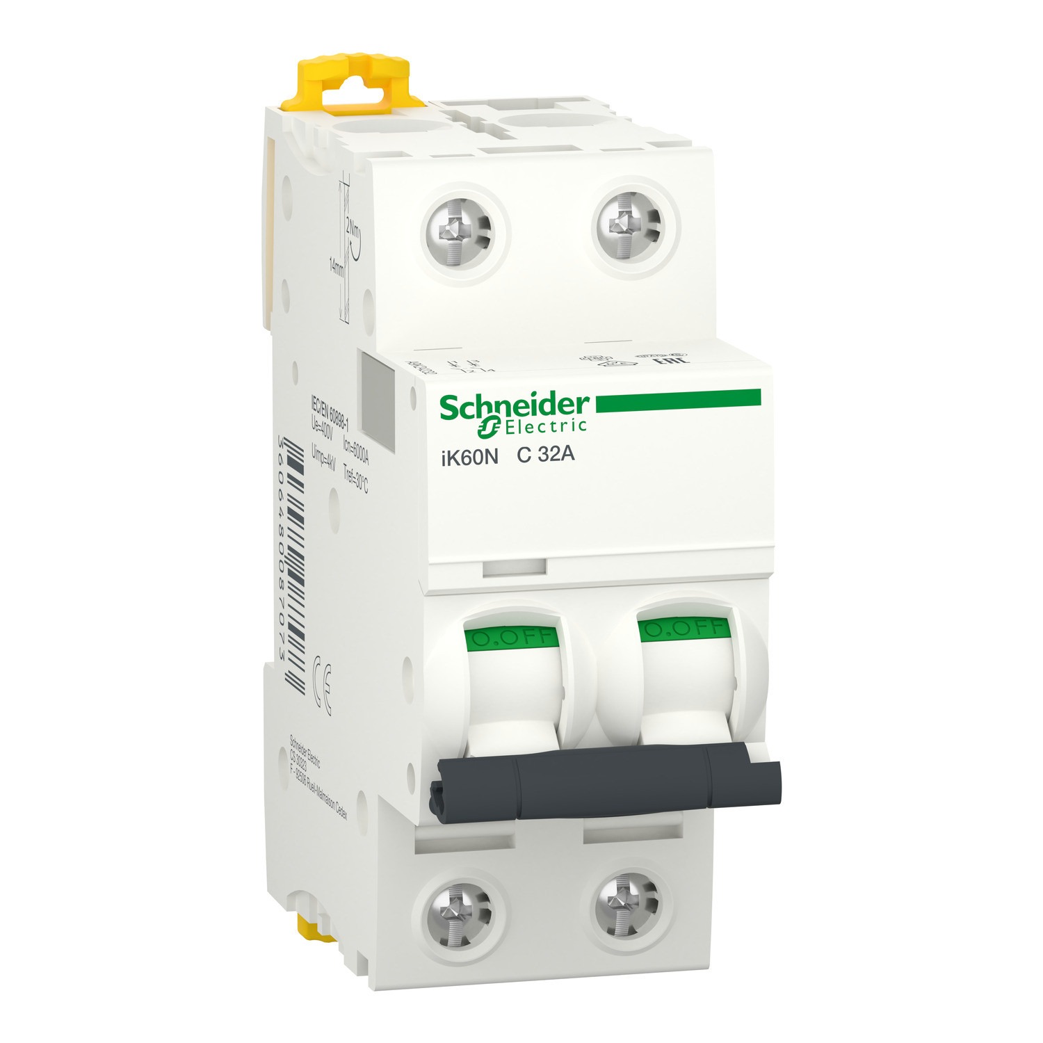 Schneider A9K24232 | Miniature circuit-breaker, Acti9 iK60N, 2P, 32 A, C curve, 6000 A (IEC 60898-1)
