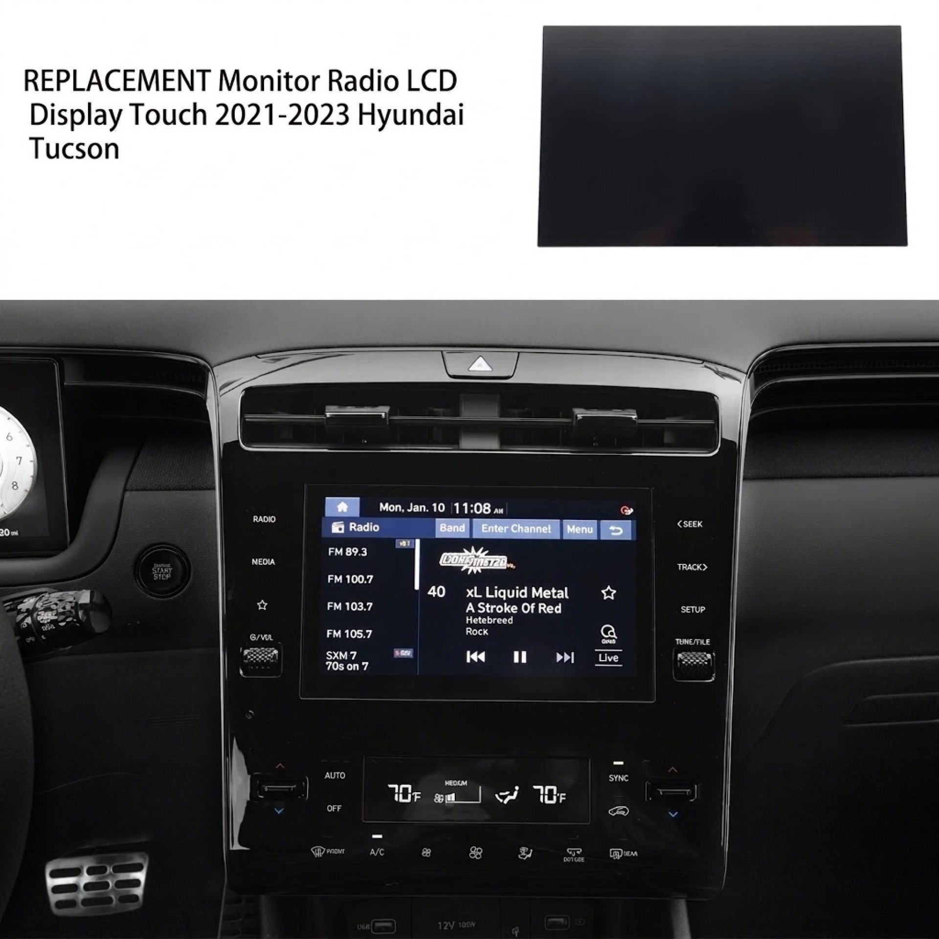 Replacement Monitor Radio LCD Display Touch 2021-2023 Hyundai Tucson